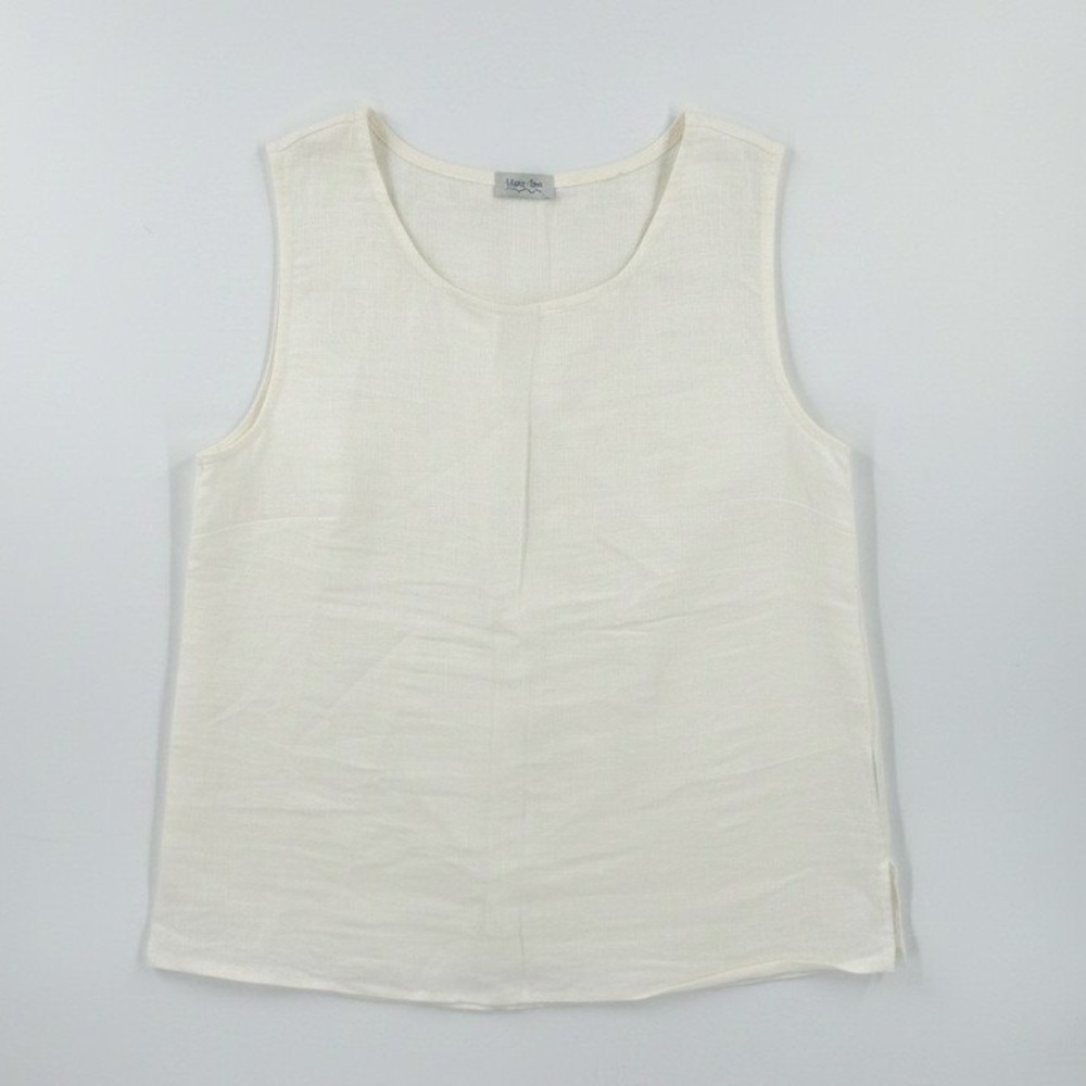 Linen Sea Sleeveless Linen Tank Top Natural Lithuania Minimalist Size L Large